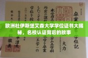 探寻杜伊斯堡艾森大学学位证书之谜，揭秘欧洲名校的认证传奇